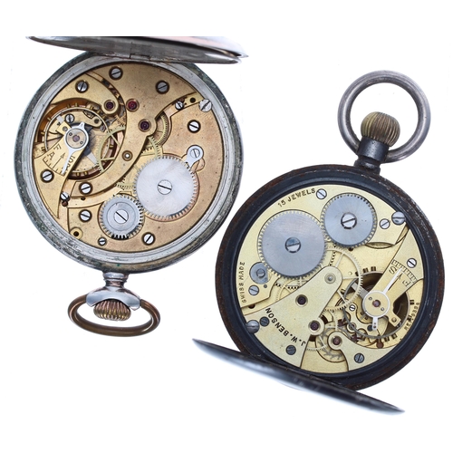 901 - Continental silver (0.800) lever pocket watch, unsigned gilt movement, hinged metal cuvette, Arabic ... 