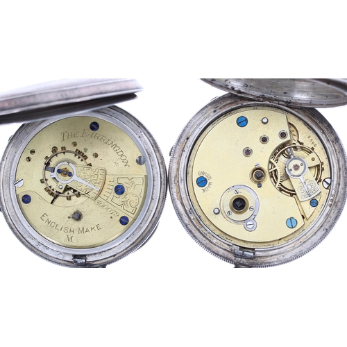 902 - Silver lever engine turned pocket watch, import hallmarks London 1859, unsigned movement and dial, 5... 