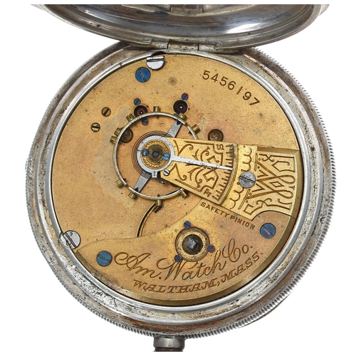 903 - American Waltham silver lever engine turned pocket watch, Birmingham 1893, signed movement and dial,... 