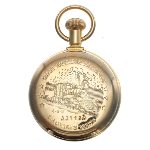 913 - Mickey Mouse Railroad Pocket Watch Set; comprising Great American Railroads Collector's Series gold ... 