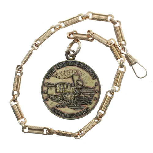 913 - Mickey Mouse Railroad Pocket Watch Set; comprising Great American Railroads Collector's Series gold ... 