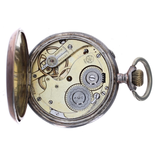 915 - Silver (0.800) erotic pocket watch, cylinder movement no. 742052, inscribed metal hinged cuvette, th... 