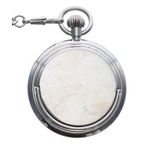 921 - Eichmuller chrome cased lever travel pocket watch, the dial with applied Roman numerals, minute mark... 