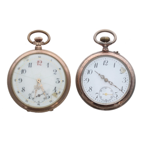 924 - Gold plated lever pocket watch, gilt frosted movement stamped '211', no. 084613, hinged cuvette, Ara... 