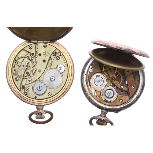 924 - Gold plated lever pocket watch, gilt frosted movement stamped '211', no. 084613, hinged cuvette, Ara... 