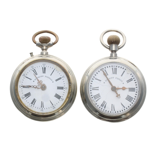 926 - Two Roskopf Patent nickel cased lever pocket watches, 57mm (2)