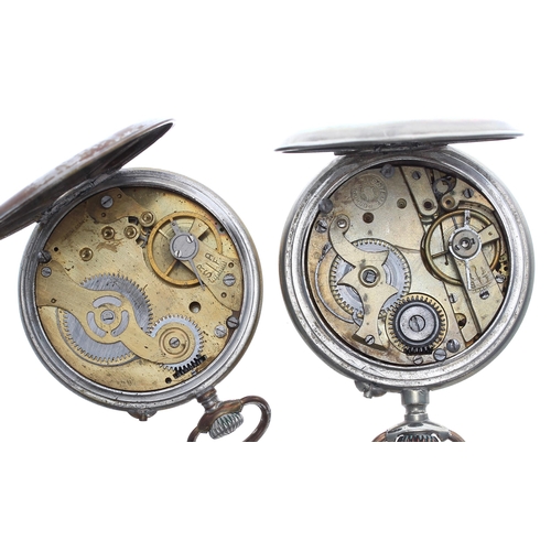 928 - GRE Roskopf Patent nickel cased lever pocket watch, locomotive dial, 51mm; together with a Condukteu... 