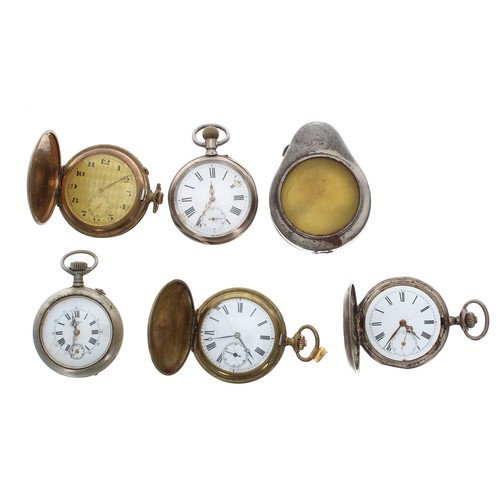 933 - Sandoz & Co. nickel cased cylinder pocket watch, 51mm; together with a Continental white metal l... 