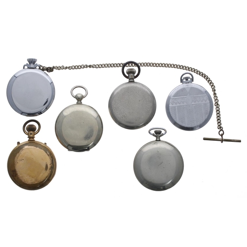 937 - Ingersoll chrome cased pocket watch; together with a braille nickel cased hunter pocket watch; Chron... 