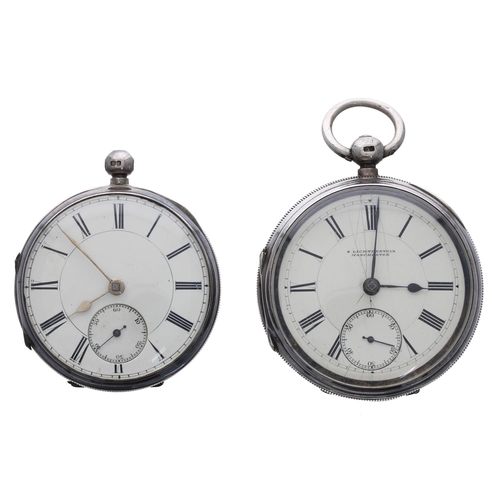 947 - Silver fusee lever pocket watch, Chester 1890,the movement signed Lichtenstein, Manchester, no. 7840... 