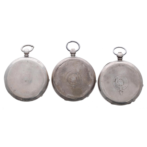 950 - Three silver H. Samuel 'Acme Lever' engine turned pocket watches (two at fault)