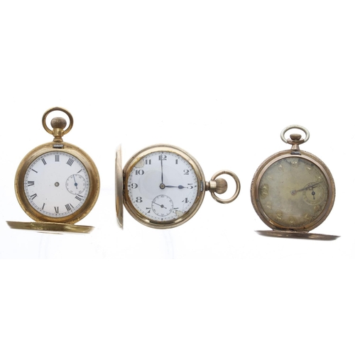 954 - Limit No. 2 gold plated lever hunter pocket watch for repair, 51mm; together with an Arcadia gold pl... 