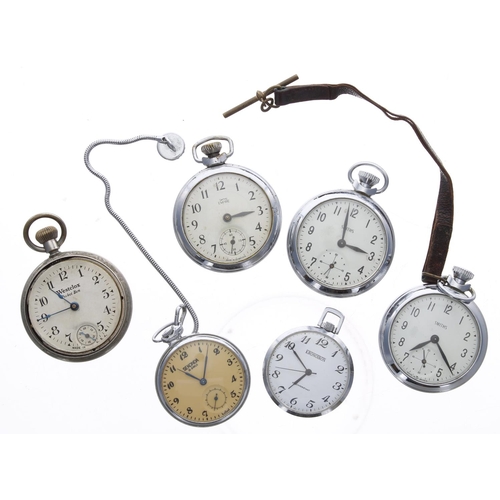 959 - Smiths Empire chrome cased pocket watch for repair; together with two Smiths chrome cased pocket wat... 