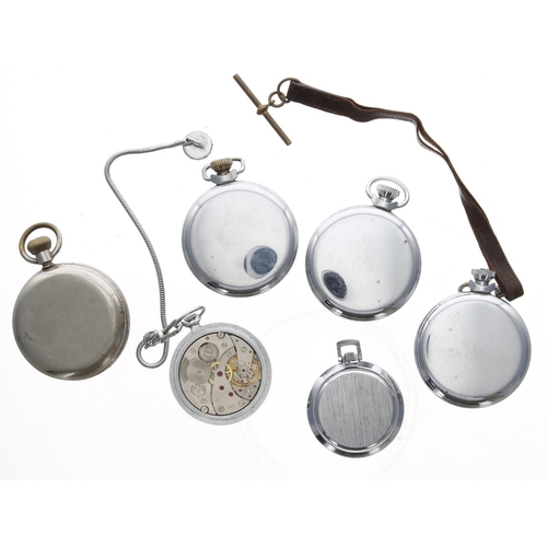 959 - Smiths Empire chrome cased pocket watch for repair; together with two Smiths chrome cased pocket wat... 