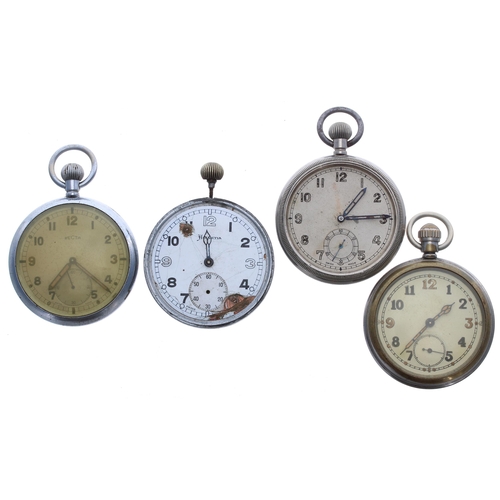 992 - Three WWII British Military Army issue nickel cased lever pocket watches for repair; together with a... 