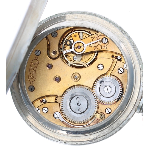 977 - Doxa nickel cased lever Goliath pocket watch for repair, signed movement, Roman numeral dial, 66mm; ... 