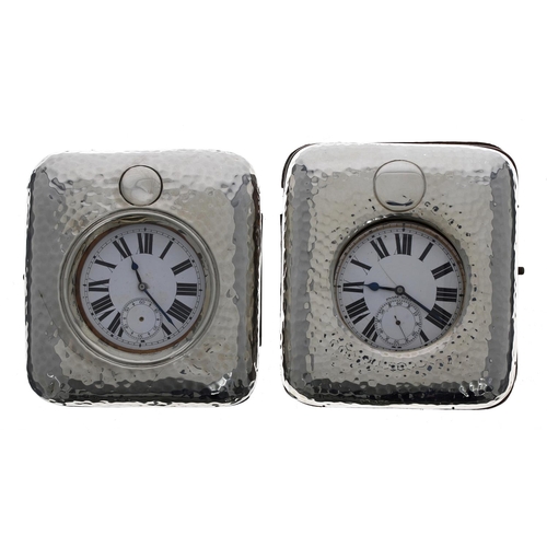 983 - Two Goliath nickel cased pocket watches for repair, 66mm, with silver bound travel cases... 