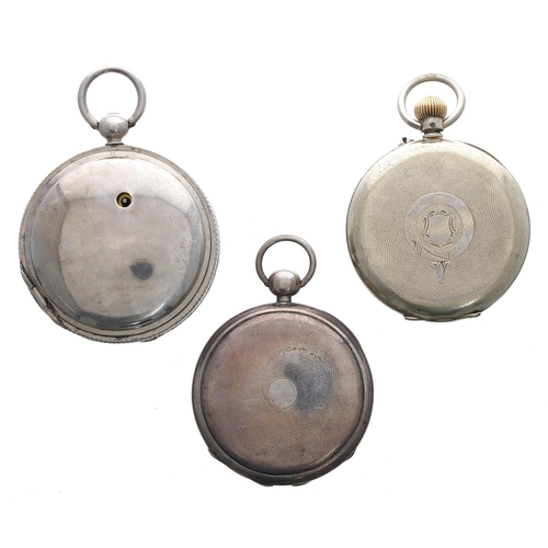 984 - Three pocket watches for repair - Barraud's silver fusse lever hunter pocket watch, 56mm (lacking ca... 