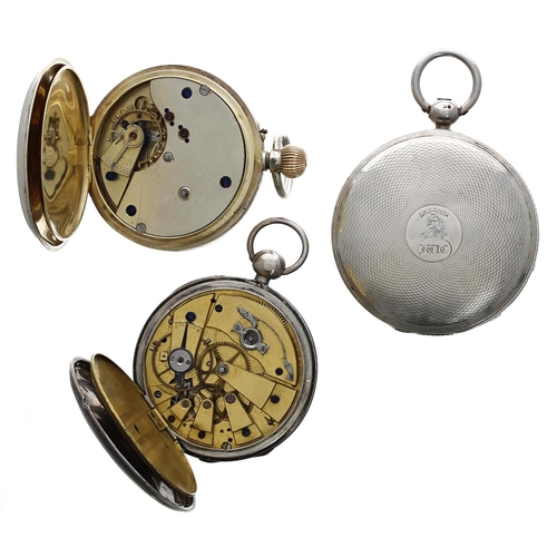 984 - Three pocket watches for repair - Barraud's silver fusse lever hunter pocket watch, 56mm (lacking ca... 