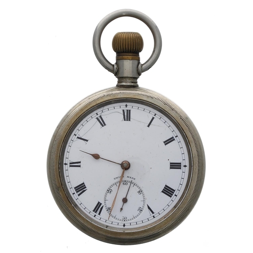 989 - Omega nickel cased lever pocket watch for repair, signed movement, no. 5544500, with compensated bal... 