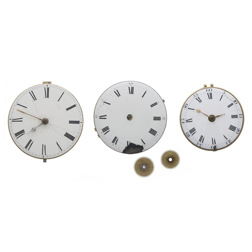 1008 - Two fusee verge pocket watch movements to include William Warren and one unsigned; together with an ... 