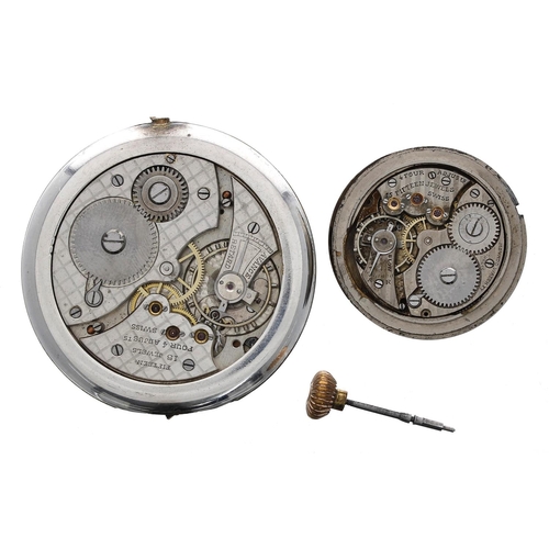 1003 - Swiss lever pocket watch movement, 15 jewel 4 adjusts, silvered Arabic dial inscribe 'Chronometre Jo... 