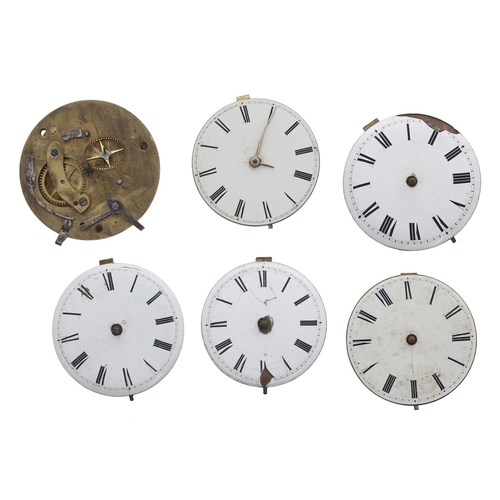 1010 - Six fusee verge pocket watch movements for repair to include makers Farrington, London; Wickstead, L... 