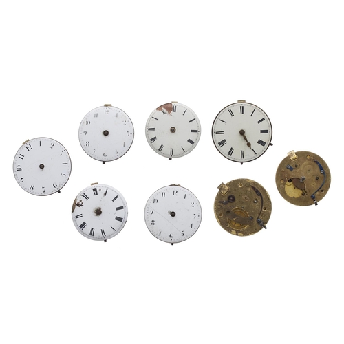 1013 - Eight fusee verge pocket watch movements for repair, to include makers Banks, London; Williams, Lond... 