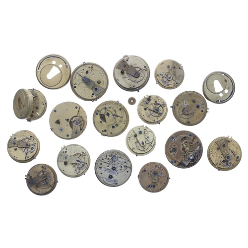 1015 - Thirteen fusee lever pocket watch movements principally for repair; together with a cylinder pocket ... 