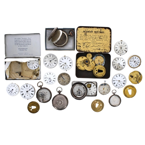 1017 - Quantity of assorted pocket watch movements for repair to include makers American Waltham, John Myer... 