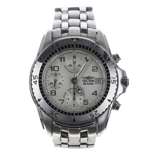 197 - Sector No Limits 650 Chronograph automatic stainless steel gentleman's wristwatch, silvered dial, ro... 