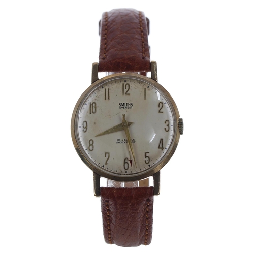 238 - Smiths Everest 9ct gentleman's wristwatch, Birmingham 1963, circular silvered dial with Arabic numer... 