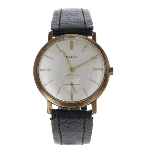 260 - Hefik 9ct gentleman's dress watch, Birmingham 1959, silvered dial with applied baton markers and sub... 