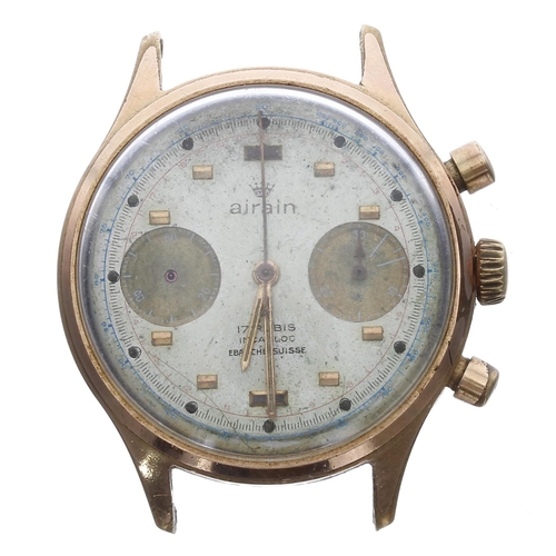 480 - Airain Swiss vintage gold plated and stainless steel gentleman's chronograph wristwatch for repair, ... 