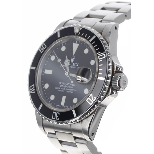 55 - Rolex Oyster Perpetual Date Submariner stainless steel gentleman's wristwatch, reference no. 16800, ... 