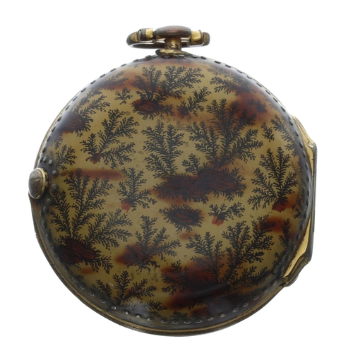 697 - English 18th century verge gilt metal pair cased pocket watch, the fusee movement signed Sam Hatton,... 