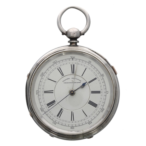 757 - Victorian silver Centre Seconds Chronograph lever pocket watch, Chester 1884, unsigned movement, no.... 