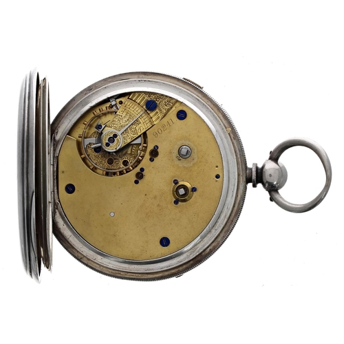 757 - Victorian silver Centre Seconds Chronograph lever pocket watch, Chester 1884, unsigned movement, no.... 