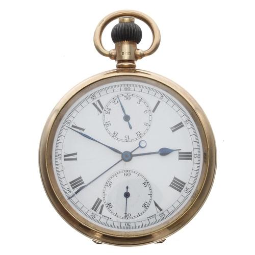 786 - Zenith 9ct chronograph centre second lever pocket watch, Birmingham 1949, movement no. 2650xxx, sign... 