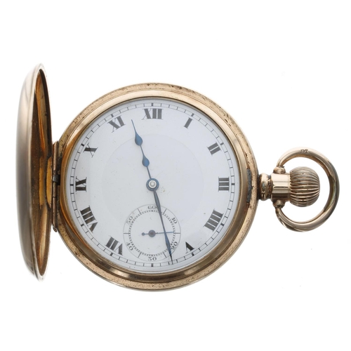 799 - Rolex 'Extra Prima' gold plated half hunter pocket watch, signed Extra Prima 17 jewel timed six posi... 