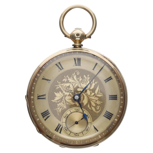 694 - Victorian 18ct fusee lever pocket watch, London 1873, the movement signed Wm Merson, , Huntly, no. 3... 