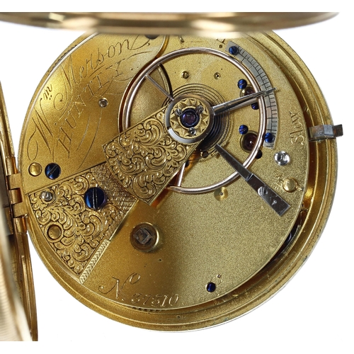 694 - Victorian 18ct fusee lever pocket watch, London 1873, the movement signed Wm Merson, , Huntly, no. 3... 