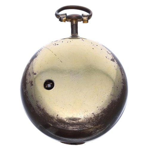 697 - English 18th century verge gilt metal pair cased pocket watch, the fusee movement signed Sam Hatton,... 