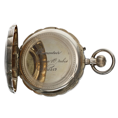 797 - 14k and enamel hunter fob watch, cylinder movement, 10 jewels, inscribed cuvette, no. 41862, the dia... 