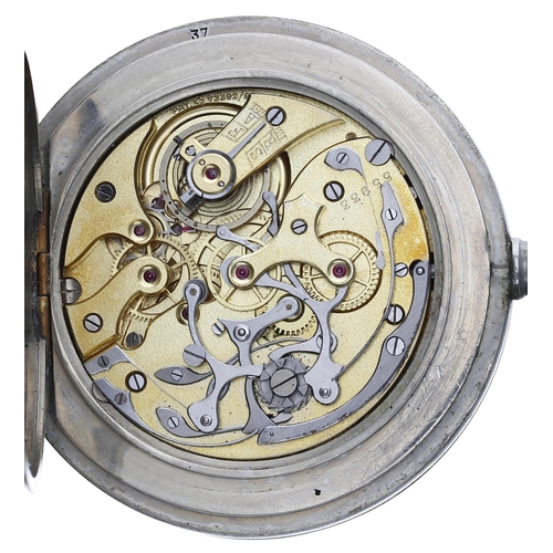 861 - Rare early Heuer Mikrograph nickel cased 1/100th second stop watch, ref. 601, circa 1916, gilt frost... 