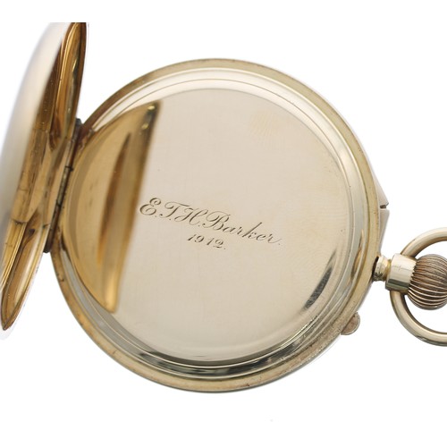 670 - Fine 18ct pocket watch with 'up/down' power reserve indicator, London 1911, the free sprung gilt fro... 