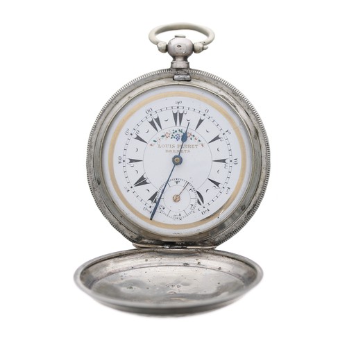 677 - 19th century white metal (.800) hunter pocket watch made for the Turkish Market by Louis Perret Bren... 