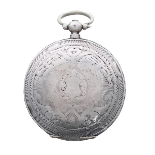 677 - 19th century white metal (.800) hunter pocket watch made for the Turkish Market by Louis Perret Bren... 