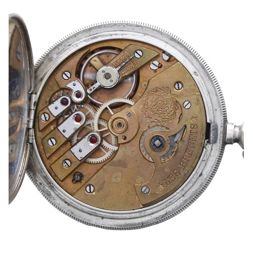 677 - 19th century white metal (.800) hunter pocket watch made for the Turkish Market by Louis Perret Bren... 