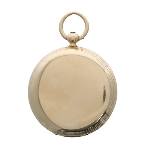 679 - Victorian 18ct hunter pocket chronometer, London 1864, the gilt frosted three quarter plate fusee le... 